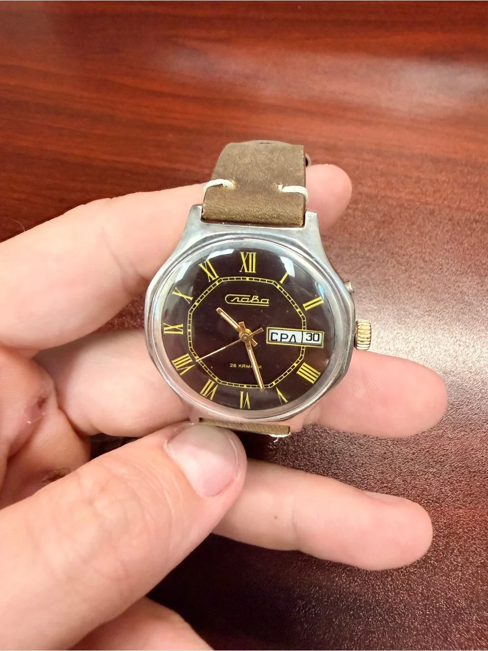 Slava USSR Brown Dial Mechanical Watch